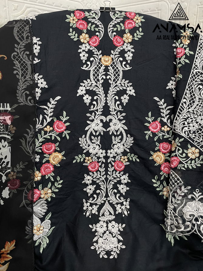 Anamsa 498 Embroidery Rayon Cotton Pakistani Suit Wholesalers In Mumbai
